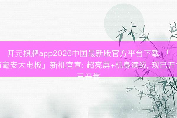 开元棋牌app2026中国最新版官方平台下载 「万毫安大电板」新机官宣: 超亮屏+机身满级， 现已开售